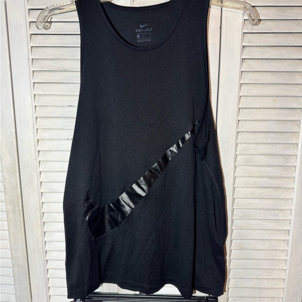 Nike Black Dri-FIT Tank with Glossy Swoosh Accent